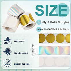 3 Rolls 3 Styles Vinyl Plastic Printable Holographic Stickers&nbsp;OFST-TA0001-10D