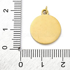 304ステンレススチールクリスタルラインストーンペンダント  丸カン付き  バラのチャーム付きフラットラウンド  イオンプレーティング（ip）  18KGP本金メッキ  18x15x1.5mm&nbsp;STAS-E550-17G