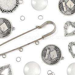 DIY Flat Round Alloy Commemorative Photo Pendants Making Kits&nbsp;DIY-FS0009-23