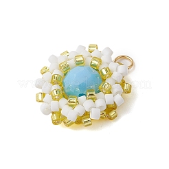 シードビーズ ビーズチャーム  花のペンダント  空色  18x17x7.5mm  穴：2.5mm&nbsp;PALLOY-MZ00273-02