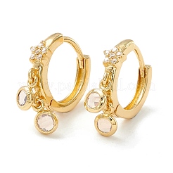 Star Cubic Zirconia Hoop Earrings with Flat Round Drop&nbsp;EJEW-P196-19G