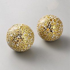 ガラスモザイクフォームボールのクリスマスデコレーション  ゴールド  79~80mm&nbsp;AJEW-WH0609-323A-02