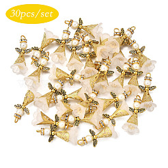 30PCSアクリルパーツ  合金と真鍮のパーツと  天使  アンティーク黄金  29mm  穴：3mm  30個/セット&nbsp;PALLOY-JF03902