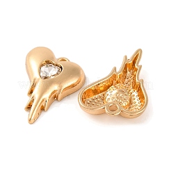 合金クリスタルラインストーンペンダント  ハートチャーム  ゴールドカラー  19.5x15x4mm  穴：1.6mm&nbsp;ALRI-M021-01