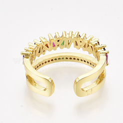 Brass Micro Pave Cubic Zirconia Cuff Rings&nbsp;RJEW-S044-037