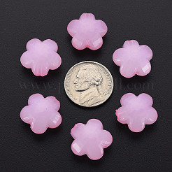 模造ゼリーアクリルビーズ  花  多面カット  パールピンク  17x17.5x10mm  穴：2mm  約340個/500g&nbsp;LS-MACR-S373-87-E10