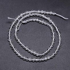 Faceted Round Natural Quartz Crystal Beads Strands&nbsp;G-L411-30-4mm