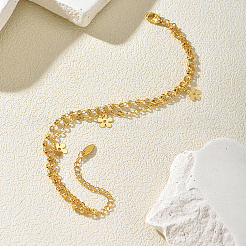 Summer Brass Double Layer Flower Charm Anklets for Women&nbsp;UY3935