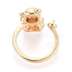 Bear Brass Micro Pave Clear Cubic Zirconia Cuff Ring Settings&nbsp;KK-T076-32G