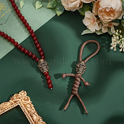 真鍮ビーズ2個  スカル  アンティーク黄金  24x18.5x13mm  穴：3.5x3mm＆5mm&nbsp;KK-HY0003-93