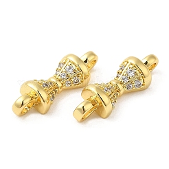 Rack Plating Brass Pave Clear Cubic Zirconia Connector Charms&nbsp;KK-Z028-06G