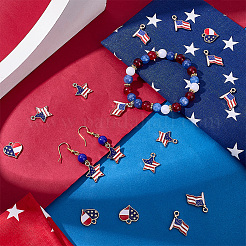 60Pcs 3 Styles Independence Day Alloy Enamel Pendants&nbsp;ENAM-BM0001-39