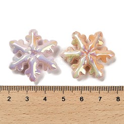 クリスマステーマ UVメッキ不透明レインボー虹色アクリルビーズ  スノーフレーク  ミックスカラー  29.5x27x7.5mm  穴：1.8mm&nbsp;SACR-R001-08A
