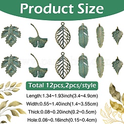 12Pcs 6 Styles Tibetan Style Alloy Pendants&nbsp;FIND-YW0011-52