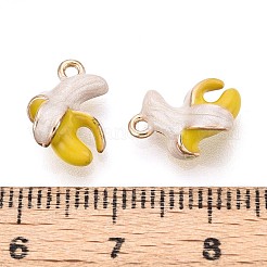 真鍮製エナメルチャーム  模造果物  ライトゴールド  バナナチャーム  ゴールド  12.5x9x5.5mm  穴：1mm&nbsp;KK-G462-20LG