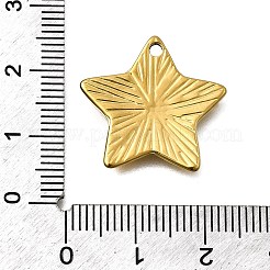 304ステンレスペンダント  スター  テクスチャ  イオンプレーティング（ip）  18KGP本金メッキ  20.5x21.5x1.5mm  穴：1.8mm&nbsp;STAS-Z163-01G-01