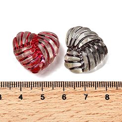 スプレー塗装透明アクリルビーズ  ハート  ミックスカラー  20x22.5x11.5mm  穴：2.5mm&nbsp;OACR-H054-15