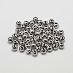 ラックメッキ真鍮丸型スペーサービーズ  カドミウムフリー＆鉛フリー  プラチナ  3mm  穴：1mm&nbsp;X1-KK-I601-3mm-P-RS