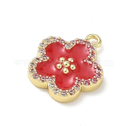 Brass Micro Pave Clear Cubic Zirconia and Enamel Pendants&nbsp;KK-A300-18C