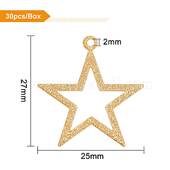 真鍮チャーム  鉛フリー＆カドミウムフリー＆ニッケルフリー  スター  18KGP本金メッキ  27x25x0.3mm  穴：2mm  30個/箱&nbsp;KK-BC0006-21G-NR