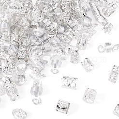 170個 17スタイル アイロンヘアコイルカフス  ヘアコイルカフス  混合図形  銀  9~23x8~12mm  内径：7~10.5mm  10個/スタイル&nbsp;OHAR-TA0001-12S