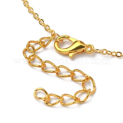 Glass Rectangle Pendant Necklace with Golden Brass Cable Chains Necklace for Women&nbsp;NJEW-FZ00011