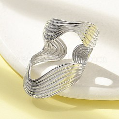 304 Stainless Steel Open Cuff Ring for Women&nbsp;RJEW-M025-03P