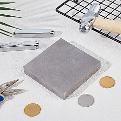 鉄製のベンチブロック  ハンマー鉄金床作業台  ジュエリー製作ツール用  正方形  プラチナ  8x8x1.3cm&nbsp;IFIN-WH0100-20P-23