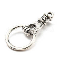 メッキ合金ペンダント  ハンドホールドリング  アンティークシルバー  27x13.5x4mm  穴：1.5mm&nbsp;X-PALLOY-D020-03AS
