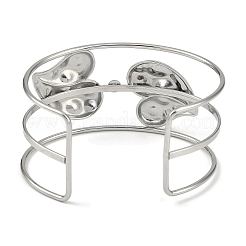 Non-Tarnish 304 Stainless Steel Wide Hollow Heart Open Cuff Bangles&nbsp;BJEW-Q348-02P