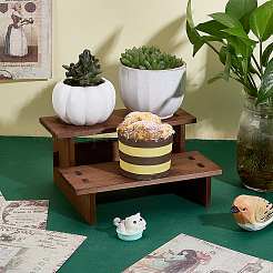 2-Tier Pine Wood Display Riser Stands for Cosmetic&nbsp;DJEW-WH0816-004A