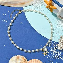 304 Stainless Steel Starfish Charms Necklace&nbsp;NJEW-JN04917