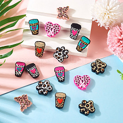 16Pcs 8 Styles Leopard Print Pattern Silicone Focal Beads&nbsp;SIL-TA0002-69