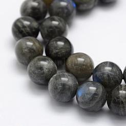 天然石ラブラドライトビーズ連売り  グレードA +  ラウンド  12mm  穴：1mm  約32個/連  15.3インチ（39cm）&nbsp;G-P322-31-12mm