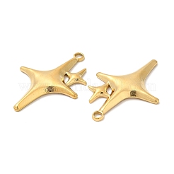 304ステンレスペンダント  星のチャーム  18KGP本金メッキ  36x26x3mm  穴：3mm&nbsp;STAS-Z041-29G