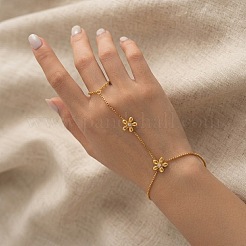 304 Stainless Steel Flower Hand Chain Ring Bracelets for Women&nbsp;NO1550
