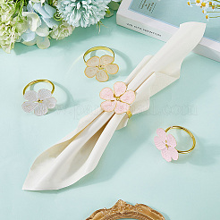 4Pcs 4 Colors Flower Alloy Enamel Napkin Rings&nbsp;AJEW-GF0011-11
