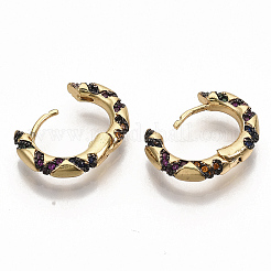 Brass Micro Pave Colorful Cubic Zirconia Hoop Earrings&nbsp;EJEW-S208-058