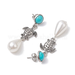 ABS Plastic Imitation Pearl & Alloy Dangle Stud Earrings&nbsp;EJEW-JE06300-02