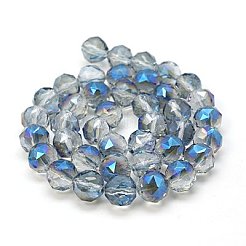 電気メッキガラスビーズセット  半分虹メッキ  多面カット  ラウンド  透明  10mm  穴：1mm&nbsp;EGLA-J015-10mm-WLS09