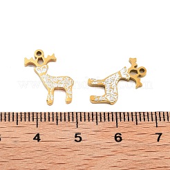 イオンプレーティング（IP）304ステンレスペンダント  クリスマステーマのエナメルチャーム  ゴールドカラー  鹿  15x12.5x1.5mm  穴：1.2mm&nbsp;STAS-S140-02I