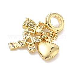Brass Micro Pave Clear Cubic Zirconia European Dangle Charms&nbsp;KK-K368-33G