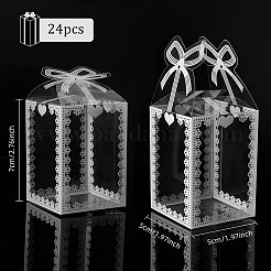 透明なPVCボックス  キャンディーギフトボックス  結婚披露宴のベビーシャワーの荷箱のため  弓と長方形  ホワイト  5x5x7cm  展開：162x100mm&nbsp;CON-BC0002-12A