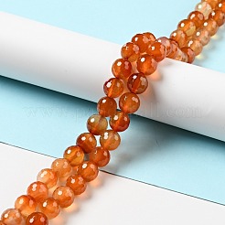天然石カーネリアンビーズ連売り  ファセット（128ファセット）  ラウンド  10mm  穴：1mm  約36~38個/連  14.17~14.96インチ（36~38cm）&nbsp;G-E571-35C