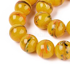 手作りランプワークビーズ  フェニックスの尾を持つ円形  ゴールデンロッド  15~16mm  穴：1.2~2mm&nbsp;LAMP-N028-22A