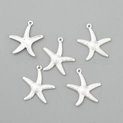 ヒトデ真鍮ペンダント  銀色のメッキ  23x20.5x2mm  穴：1mm&nbsp;X-KK-L134-11S