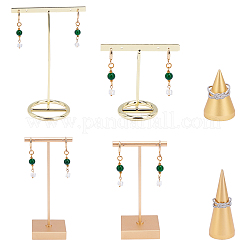 4セット4スタイルのメタルイヤリングディスプレイスタンドセット  ゴールドカラー  1セット/スタイル&nbsp;EDIS-FG0001-37