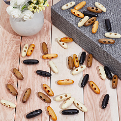 60Pcs 4 Colors 2-Hole Wood Buttons&nbsp;BUTT-GF0004-25B