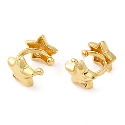 Rack Plating Brass Micro Pave Cubic Zirconia Star Cuff Earrings&nbsp;EJEW-E290-05G