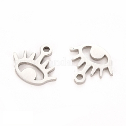 変色しにくい304ステンレススチールチャーム  レーザー切断  目  ステンレス鋼色  8.5x9.5x1mm  穴：1.2mm&nbsp;STAS-I151-03P